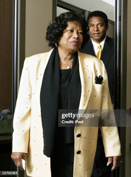 Michael Jackson's mother Katherine Jackson and brother Jackie Jackson pass through security as they arrive for Michael Jackson's child molestation...