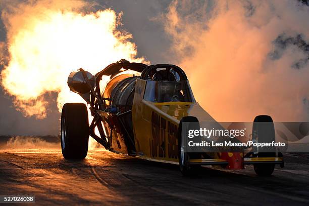 The Festival of Power drag racing meet at Santa Pod Raceway Northampton UK Split Second Jet Car during Day One qualifying