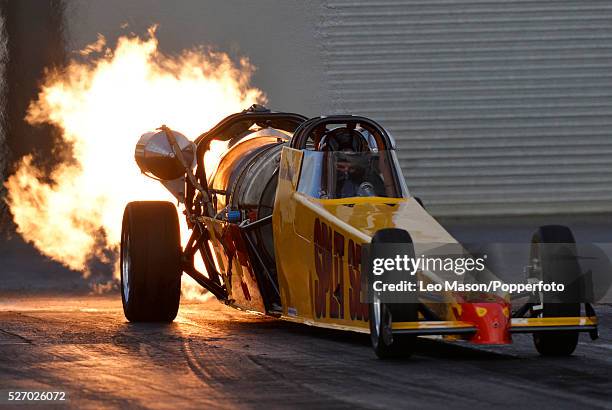 The Festival of Power drag racing meet at Santa Pod Raceway Northampton UK Split Second Jet Car during Day One qualifying