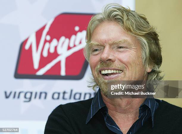 Virgin Group founder Sir Richard Branson poses during the Children's Youth Festival news conference at the Babylon Stage at Hollywood and Highland...