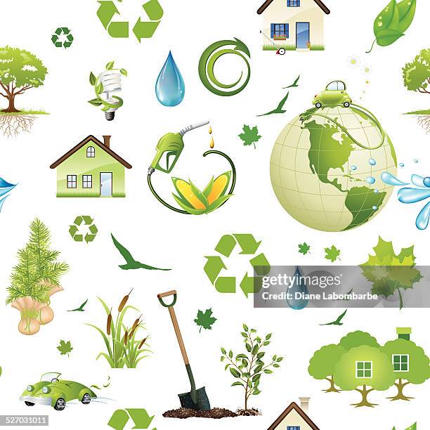 stockillustraties, clipart, cartoons en iconen met environment green seamless pattern - nationale boomfeestdag