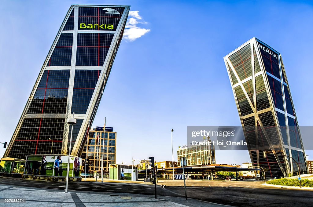 Torres kio bankia realia bus plaza castilla madrid spain wide