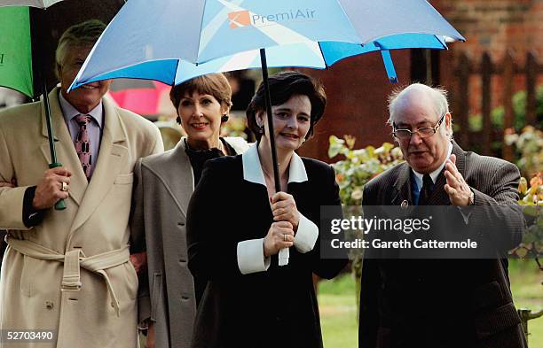 Cherie Blair attends the funeral service held for Sir John Mills on April 27, 2005 in Denham.