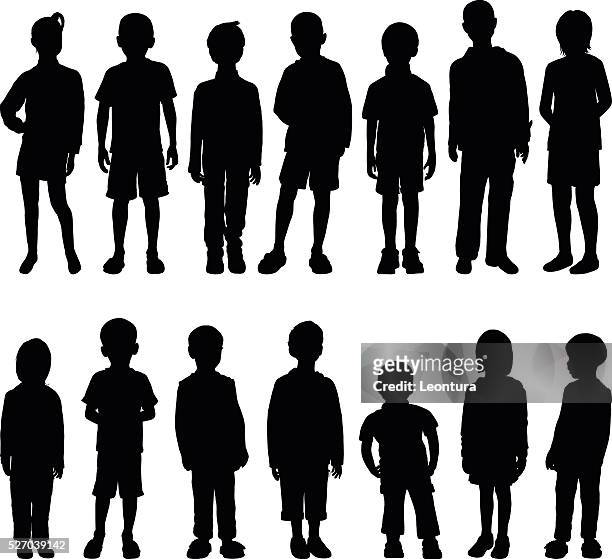 highly detailed children silhouettes - standing stock illustrations