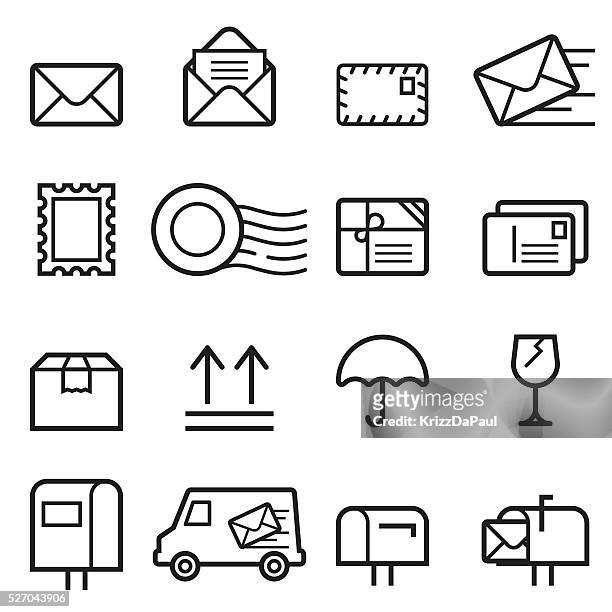 stockillustraties, clipart, cartoons en iconen met mail thin line icons - envelope