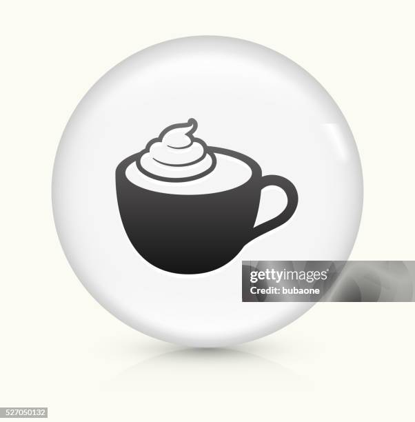 cappuccino icon on white round vector button - coffee foam pattern stock illustrations