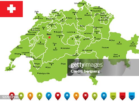 Switzerland Vector Map Switzerland Vector Map