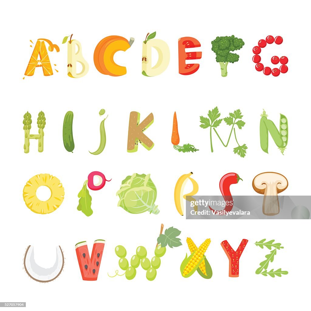 Food Alphabet Vector High-Res Vector Graphic - Getty Images