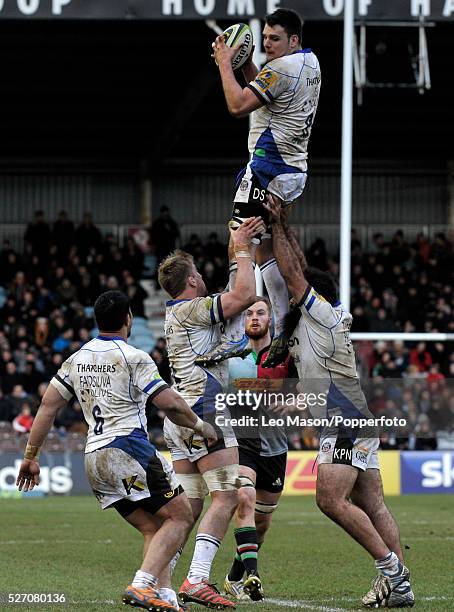 Rugby LV=Cup round 3 Harlequins v Bath at The Stoop Twickenham UK Bath's David Sisi in action during the match which was won by Bath 23-21