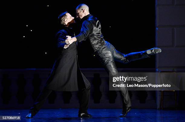 Matthew Bourne's SWAN LAKE performed at Sadlers Well Theatre London UK The Stranger Duet/Tango The Swan Jonathan Olivier The Prince Sam Archer