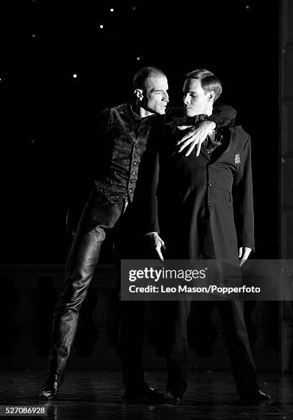 Matthew Bourne's SWAN LAKE performed at Sadlers Well Theatre London UK The Stranger Duet/Tango The Swan Jonathan Olivier The Prince Sam Archer