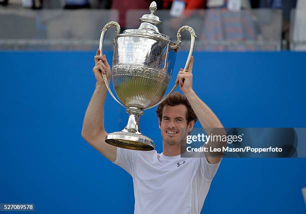 Aegon Tennis Championships Queens Club London UK FINAL: Andy Murray GBR v Kevin Anderson RSA Prize presentation Andy Murray with the Champions Cup