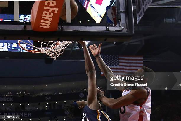 Toronto Raptors guard DeMar DeRozan lays a shot over Myles Turner. Toronto Raptors beat the Indiana Pacers 89-84 in game seven of the opening round...