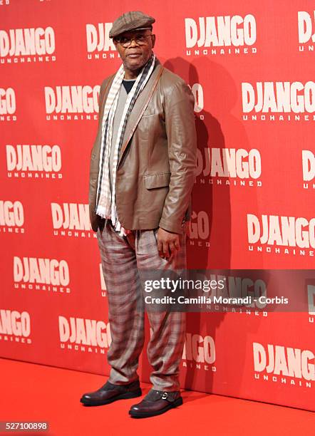 Samuel Jackson during the premiere of the film Django unchained