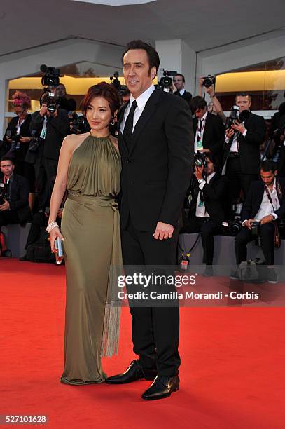 Nicolas Cage and Alice Kim during the premiere of the film Joe