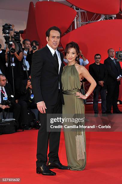 Nicolas Cage and Alice Kim during the premiere of the film Joe