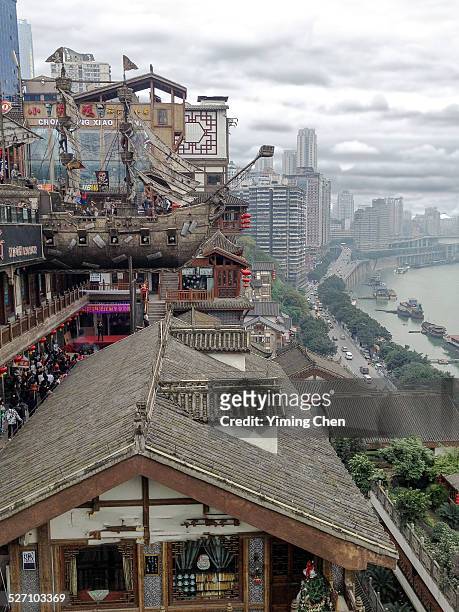 landscapes of chongqing, china - chongqing hongyadong stock pictures, royalty-free photos & images