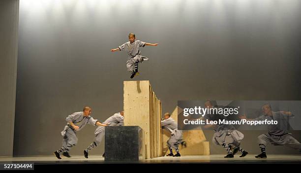 Sidi Larbi Cerkaoui's SUTRA Sadlers Wells London UK Featuring Ali Thabet and Yan Jie alongside the Shaolin Temple Buddhist monks from China Yan Jie