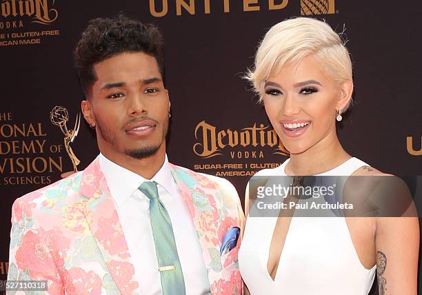 Actor Rome Flynn and Fashion Model Camia Marie attend the 2016 Daytime Emmy Awards at The Westin Bonaventure Hotel on May 1, 2016 in Los Angeles,...