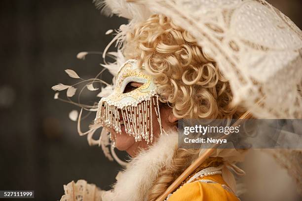 venice carnival 2014 - lace parasol stock pictures, royalty-free photos & images