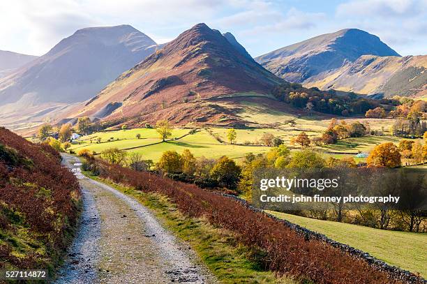 newlands valley in autumn. lake district national park. uk. - vale de newlands imagens e fotografias de stock