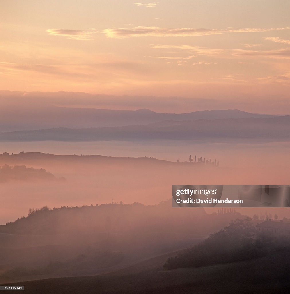 Rural landscape at dawn