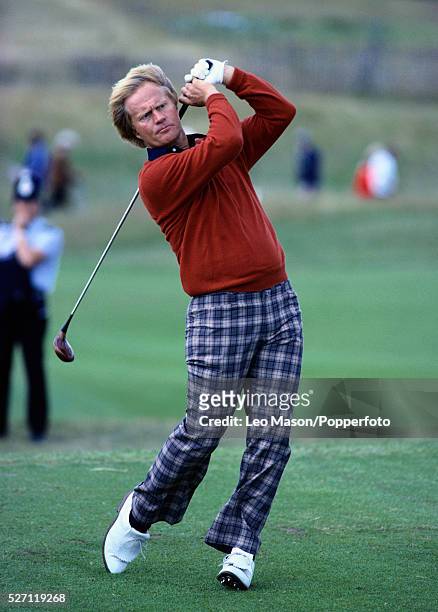 American golfer Jack Nicklaus pictured in action during competition to win the 1978 Open Championship on the Old Course at St Andrews in Scotland in...