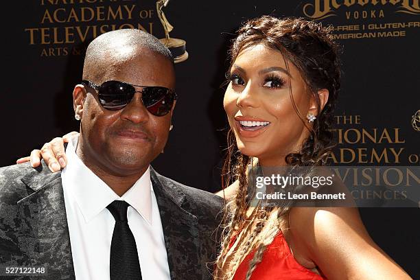 Music artists Vincent Herbert and Tamar Braxton attends the 2016 Daytime Emmy Awards - Arrivals at Westin Bonaventure Hotel on May 1, 2016 in Los...