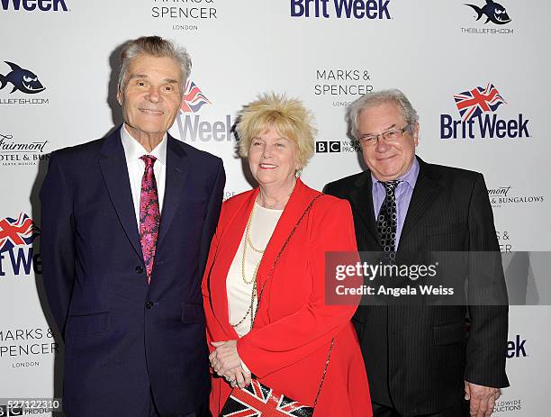 Actor Fred Willard, Mary Willard and actor Alan Shearman attend BritWeek's 10th Anniversary VIP Reception & Gala at Fairmont Hotel on May 1, 2016 in...