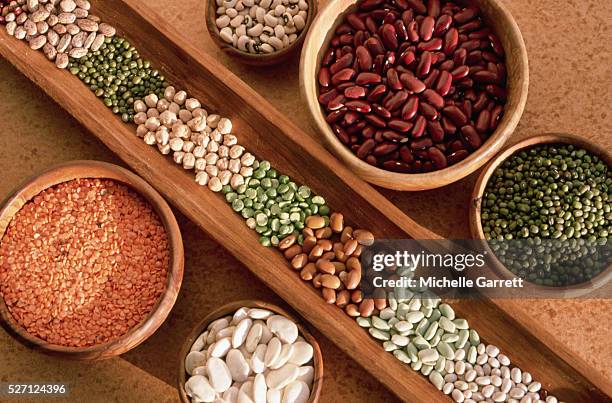 bowls of lentils and beans - legume family stock pictures, royalty-free photos & images