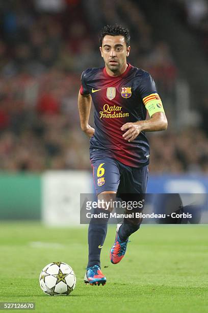 Xavi Hernandez of FC Barcelona during the UEFA Champions League Group G football match between FC Barcelona and Celtic FC at the Camp Nou stadium on...