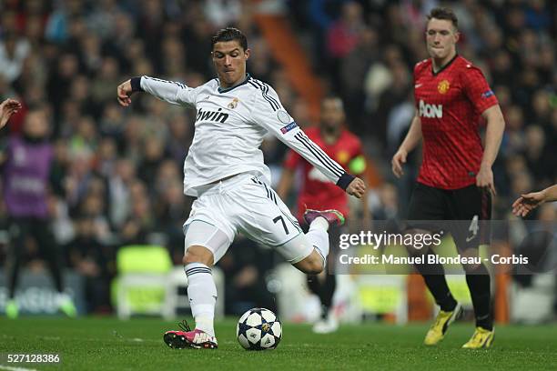 Cristiano Ronaldo of Real Madrid during the UEFA Champions League Round of 16 match between Real Madrid and Manchester United at Santiago Bernabeu...