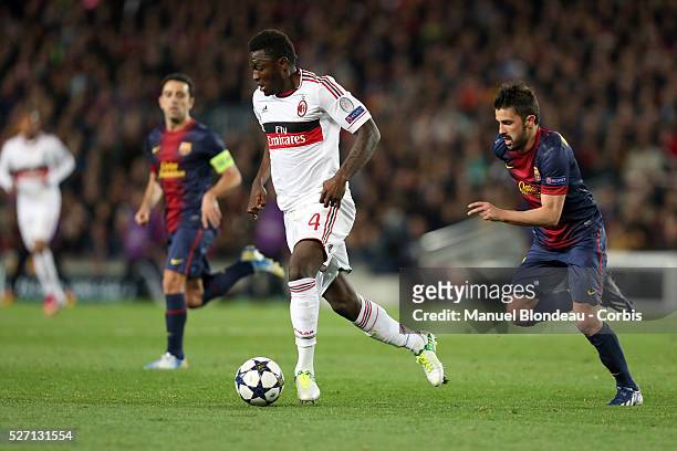 Sulley Muntari of AC Milan during the UEFA Champions League round of 16 second leg football match between FC Barcelona and AC Milan at the Camp Nou...
