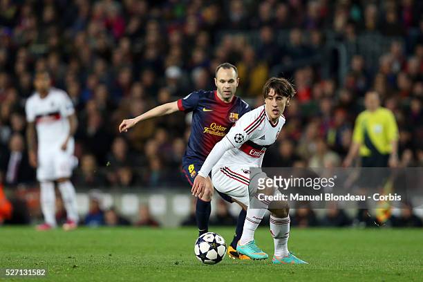 Bojan Krkic of AC Milan during the UEFA Champions League round of 16 second leg football match between FC Barcelona and AC Milan at the Camp Nou...