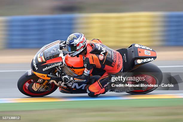 Colin Edwards of USA and NGM Mobile Forward Racing rounds the bend during the MotoGP qualifying practice session of the Monster Energy Grand Prix de...