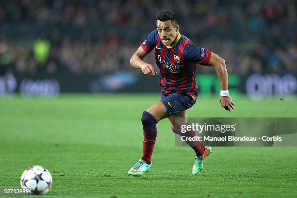 Alexis Sanchez of FC Barcelona during the UEFA Champions league Quarter Final first leg football match between FC Barcelona and Club Atletico de...
