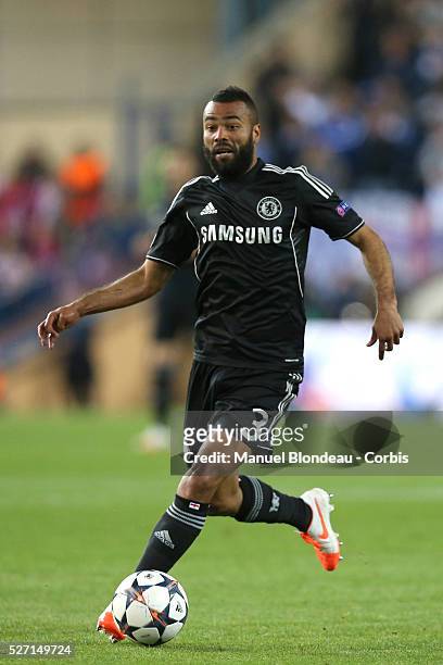 Ashley Cole of Chelsea FC during the UEFA Champions League Semifinal first leg match between Club Atletico de Madrid and Chelsea FC at the Vicente...