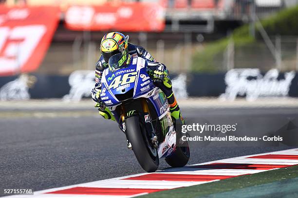 Valentino Rossi of Italy and Movistar Yamaha MotoGP rides during the GP Monster Energy de Catalunya Qualifying, which is round 7 of the MotoGP World...