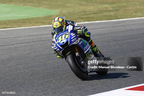 Valentino Rossi of Italy and Movistar Yamaha MotoGP rides during the GP Monster Energy de Catalunya Qualifying, which is round 7 of the MotoGP World...