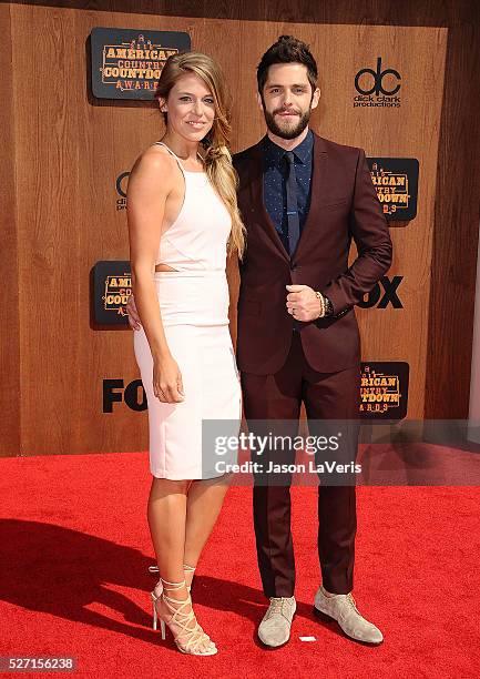 Singer Thomas Rhett and wife Lauren Gregory attend the 2016 American Country Countdown Awards at The Forum on May 01, 2016 in Inglewood, California.