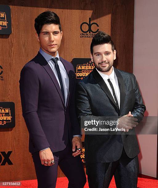 Dan Smyers and Shay Mooney of Dan + Shay attend the 2016 American Country Countdown Awards at The Forum on May 01, 2016 in Inglewood, California.