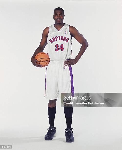 Hakeem Olajuwon of the Toronto Raptors poses for a studio portrait on Media Day in Toronto, Ontario, Canada. NOTE TO USER: It is expressly understood...
