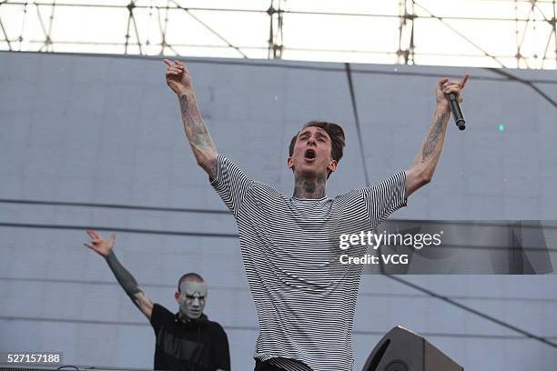 Josh Friend of Modestep performs onstage during the Beijing Strawberry Music Festival 2016 at Xianghe County on May 1, 2016 in Langfang, Hebei...