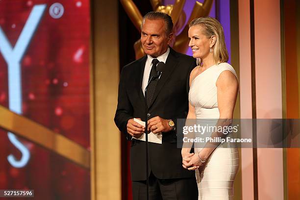 Dr. Andrew P. Ordon MD and physician Jennifer Ashton present onstage at the 2016 Daytime Emmy Awards at Westin Bonaventure Hotel on May 1, 2016 in...