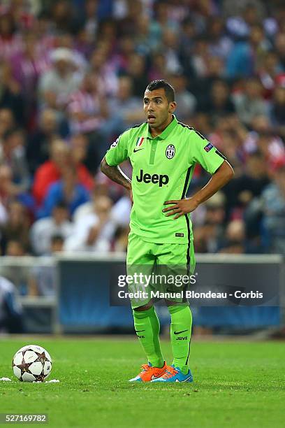 Carlos Tevez of Juventus FC during the UEFA Champions League, Group A, football match between Club Atletico de Madrid and Juventus FC at the Vicente...