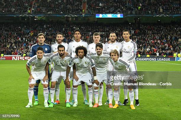 Players of of Real Madrid pose for a team picture prior to the UEFA Champions League , Group B, football match between Real Madrid CF and Liverpool...