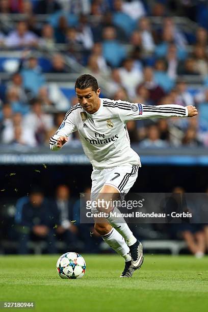 Cristiano Ronaldo of Real Madrid during the UEFA Champions League Quarter Final second leg match between Real Madrid CF and Club Atletico de Madrid...