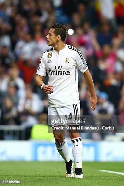Javier Hernandez of Real Madrid during the UEFA Champions League Quarter Final second leg match between Real Madrid CF and Club Atletico de Madrid at...
