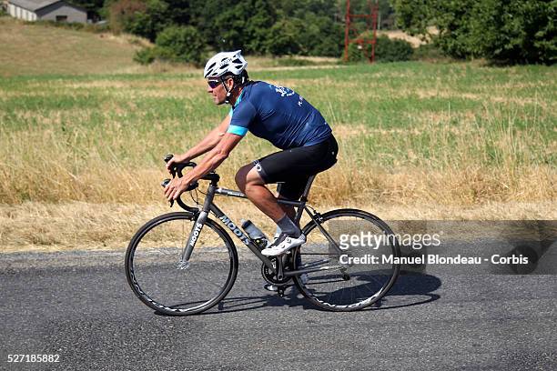 Cyclist Lance Armstrong is pictured as he rides a stage of The Tour De France for a leukaemia charity from Rodez to Mende, southwest France, on July...
