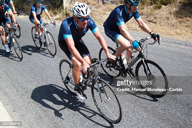 Cyclist Lance Armstrong is pictured as he rides a stage of The Tour De France for a leukaemia charity from Rodez to Mende, southwest France, on July...